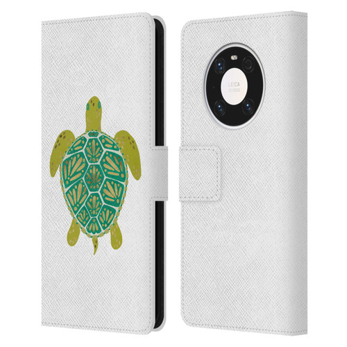 Cat Coquillette Sea Turtle Green Leather Book Wallet Case Cover For Huawei Mate 40 Pro 5G