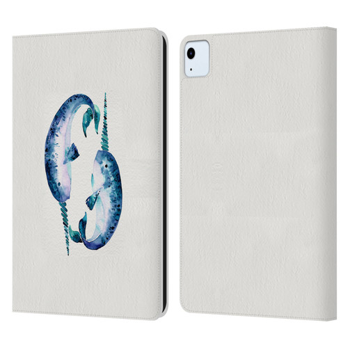 Cat Coquillette Sea Blue Narwhals Leather Book Wallet Case Cover For Apple iPad Air 2020 / 2022