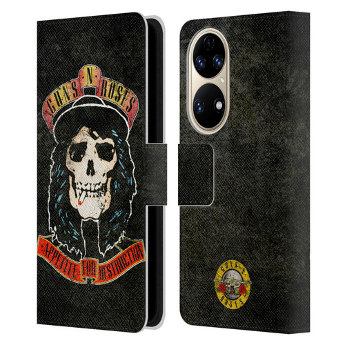 Guns N' Roses Vintage Stradlin Leather Book Wallet Case Cover For Huawei P50