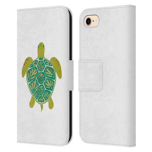 Cat Coquillette Sea Turtle Green Leather Book Wallet Case Cover For Apple iPhone 7 / 8 / SE 2020 & 2022