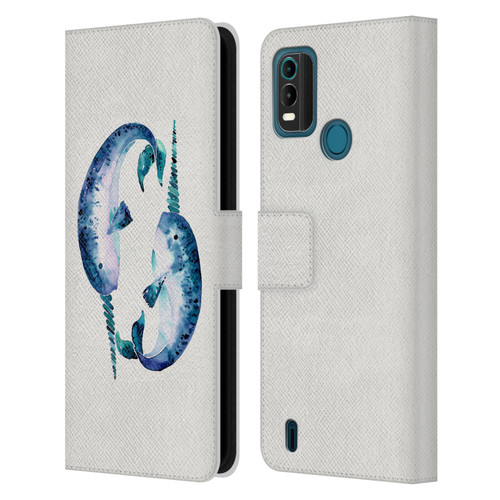 Cat Coquillette Sea Blue Narwhals Leather Book Wallet Case Cover For Nokia G11 Plus
