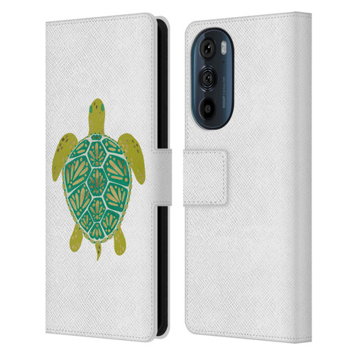 Cat Coquillette Sea Turtle Green Leather Book Wallet Case Cover For Motorola Edge 30