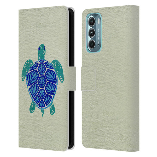 Cat Coquillette Sea Turtle Blue Leather Book Wallet Case Cover For Motorola Moto G Stylus 5G (2022)