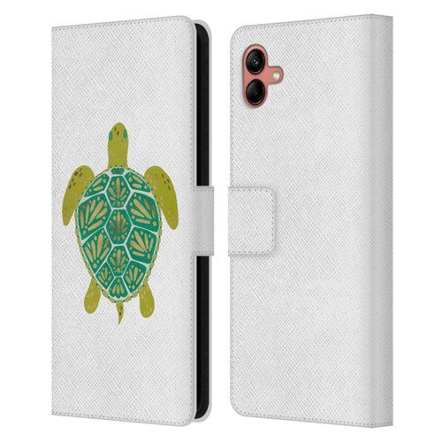 Cat Coquillette Sea Turtle Green Leather Book Wallet Case Cover For Samsung Galaxy A04 (2022)