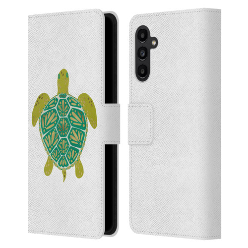 Cat Coquillette Sea Turtle Green Leather Book Wallet Case Cover For Samsung Galaxy A13 5G (2021)
