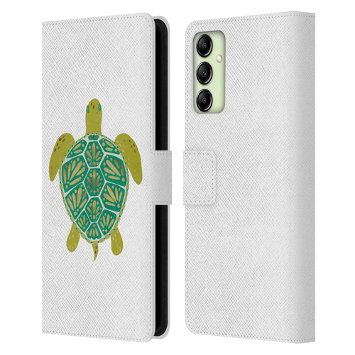 Cat Coquillette Sea Turtle Green Leather Book Wallet Case Cover For Samsung Galaxy A14 5G
