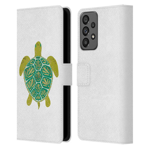 Cat Coquillette Sea Turtle Green Leather Book Wallet Case Cover For Samsung Galaxy A73 5G (2022)