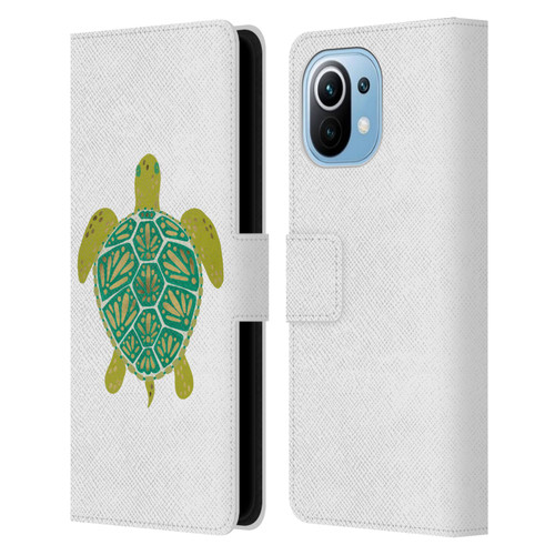 Cat Coquillette Sea Turtle Green Leather Book Wallet Case Cover For Xiaomi Mi 11