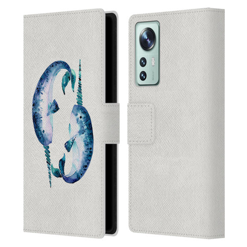 Cat Coquillette Sea Blue Narwhals Leather Book Wallet Case Cover For Xiaomi 12