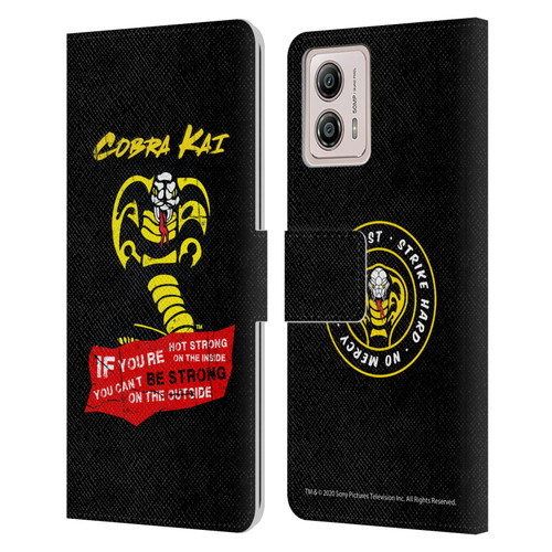 Cobra Kai Composed Art Be Strong Logo Leather Book Wallet Case Cover For Motorola Moto G53 5G