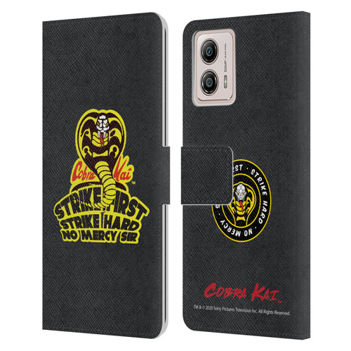 Cobra Kai Graphics 2 Strike Hard Logo Leather Book Wallet Case Cover For Motorola Moto G53 5G