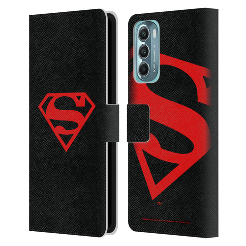 Superman DC Comics Logos Black And Red Leather Book Wallet Case Cover For Motorola Moto G Stylus 5G (2022)