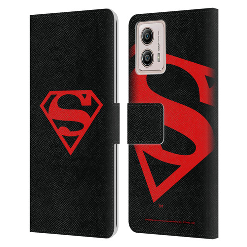 Superman DC Comics Logos Black And Red Leather Book Wallet Case Cover For Motorola Moto G53 5G