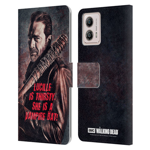AMC The Walking Dead Negan Lucille Vampire Bat Leather Book Wallet Case Cover For Motorola Moto G53 5G