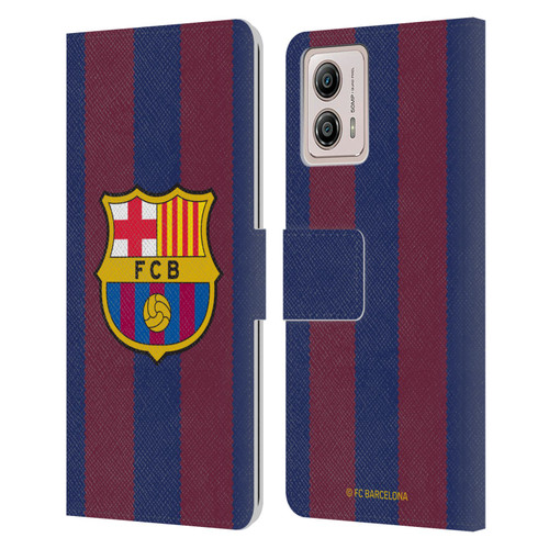 FC Barcelona 2023/24 Crest Kit Home Leather Book Wallet Case Cover For Motorola Moto G53 5G