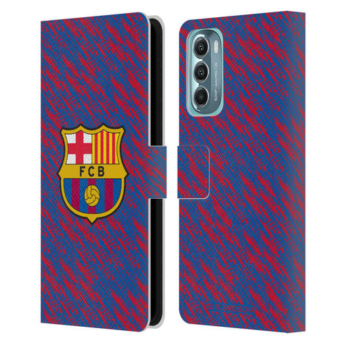 FC Barcelona Crest Patterns Glitch Leather Book Wallet Case Cover For Motorola Moto G Stylus 5G (2022)