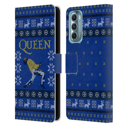 Queen Christmas Freddie Mercury Knitwork Leather Book Wallet Case Cover For Motorola Moto G Stylus 5G (2022)