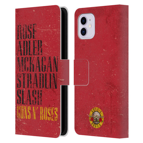 Guns N' Roses Vintage Names Leather Book Wallet Case Cover For Apple iPhone 11