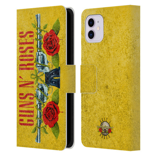 Guns N' Roses Vintage Pistols Leather Book Wallet Case Cover For Apple iPhone 11