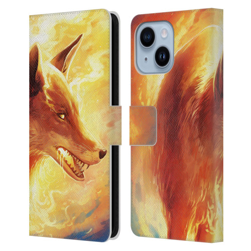 Jonas "JoJoesArt" Jödicke Wildlife Fire Fox Leather Book Wallet Case Cover For Apple iPhone 14 Plus