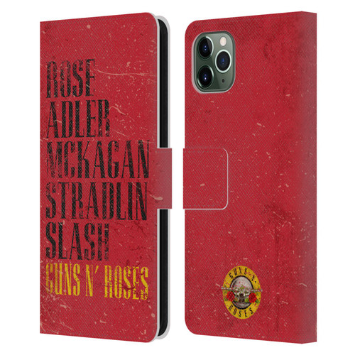 Guns N' Roses Vintage Names Leather Book Wallet Case Cover For Apple iPhone 11 Pro Max