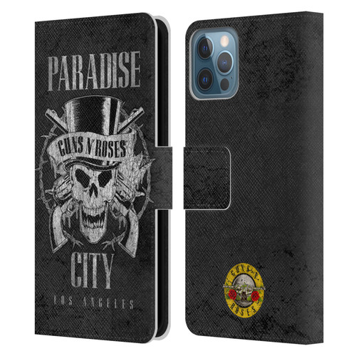 Guns N' Roses Vintage Paradise City Leather Book Wallet Case Cover For Apple iPhone 12 / iPhone 12 Pro