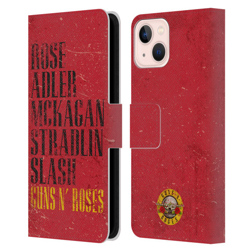 Guns N' Roses Vintage Names Leather Book Wallet Case Cover For Apple iPhone 13