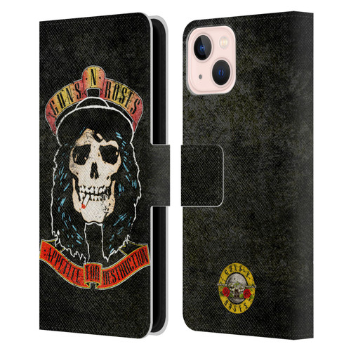 Guns N' Roses Vintage Stradlin Leather Book Wallet Case Cover For Apple iPhone 13