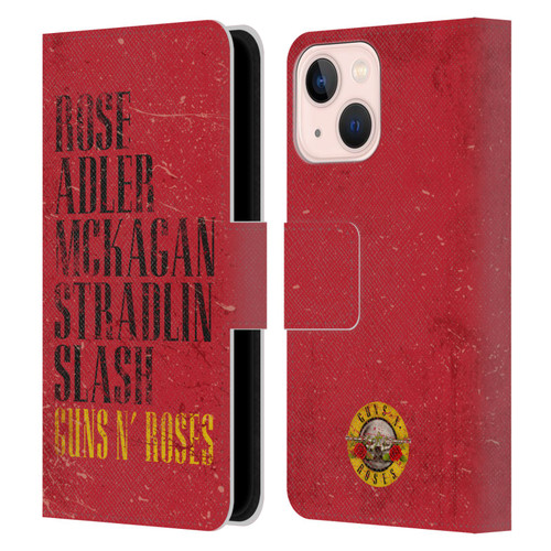 Guns N' Roses Vintage Names Leather Book Wallet Case Cover For Apple iPhone 13 Mini