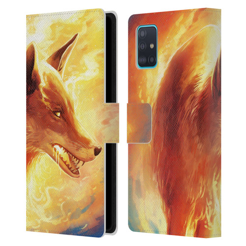 Jonas "JoJoesArt" Jödicke Wildlife Fire Fox Leather Book Wallet Case Cover For Samsung Galaxy A51 (2019)