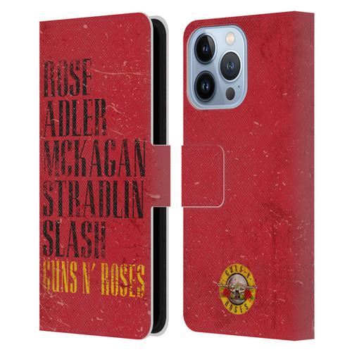 Guns N' Roses Vintage Names Leather Book Wallet Case Cover For Apple iPhone 13 Pro