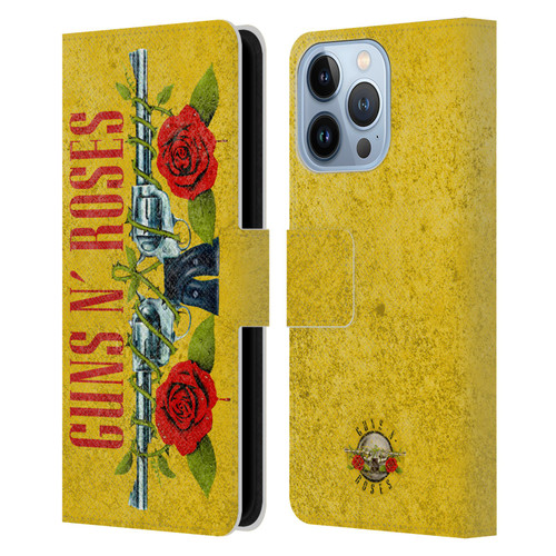 Guns N' Roses Vintage Pistols Leather Book Wallet Case Cover For Apple iPhone 13 Pro