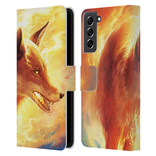 Jonas "JoJoesArt" Jödicke Wildlife Fire Fox Leather Book Wallet Case Cover For Samsung Galaxy S21 FE 5G