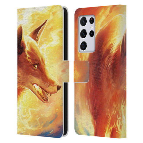 Jonas "JoJoesArt" Jödicke Wildlife Fire Fox Leather Book Wallet Case Cover For Samsung Galaxy S21 Ultra 5G