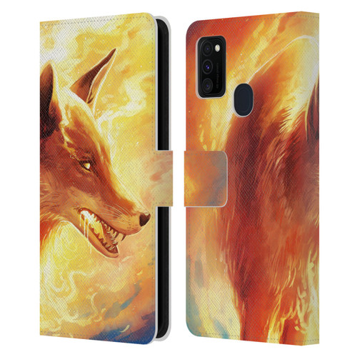 Jonas "JoJoesArt" Jödicke Wildlife Fire Fox Leather Book Wallet Case Cover For Samsung Galaxy M30s (2019)/M21 (2020)