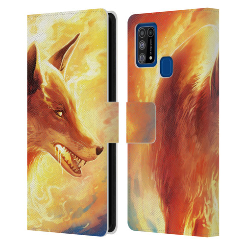 Jonas "JoJoesArt" Jödicke Wildlife Fire Fox Leather Book Wallet Case Cover For Samsung Galaxy M31 (2020)