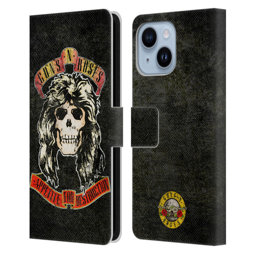 Guns N' Roses Vintage Adler Leather Book Wallet Case Cover For Apple iPhone 14 Plus