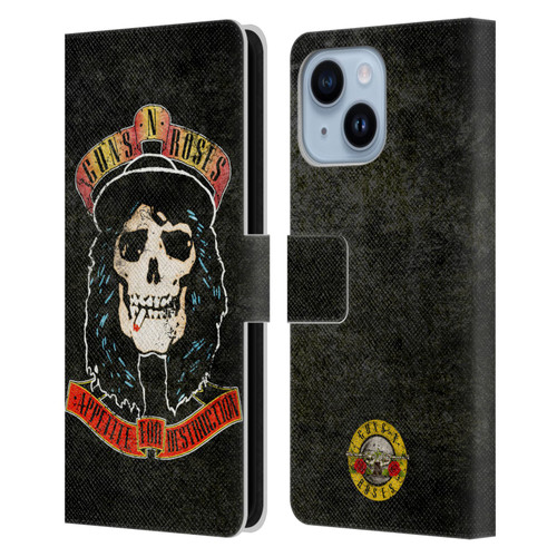 Guns N' Roses Vintage Stradlin Leather Book Wallet Case Cover For Apple iPhone 14 Plus