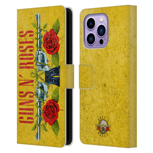 Guns N' Roses Vintage Pistols Leather Book Wallet Case Cover For Apple iPhone 14 Pro Max