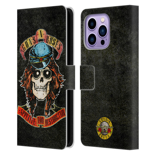 Guns N' Roses Vintage Rose Leather Book Wallet Case Cover For Apple iPhone 14 Pro Max