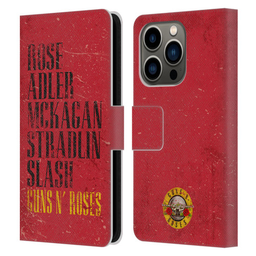 Guns N' Roses Vintage Names Leather Book Wallet Case Cover For Apple iPhone 14 Pro