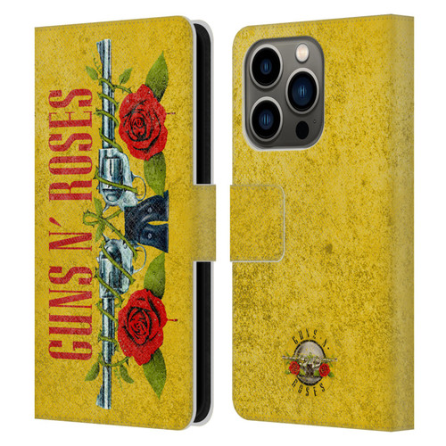 Guns N' Roses Vintage Pistols Leather Book Wallet Case Cover For Apple iPhone 14 Pro