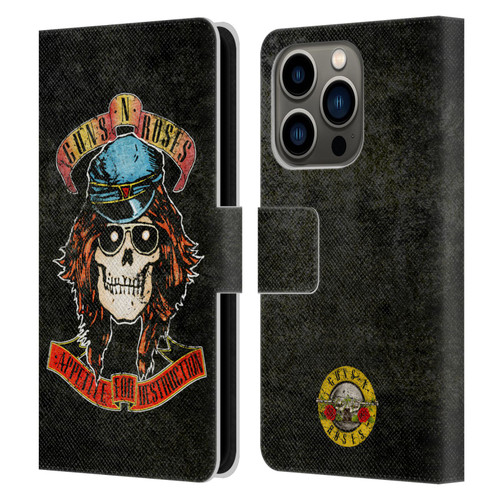 Guns N' Roses Vintage Rose Leather Book Wallet Case Cover For Apple iPhone 14 Pro