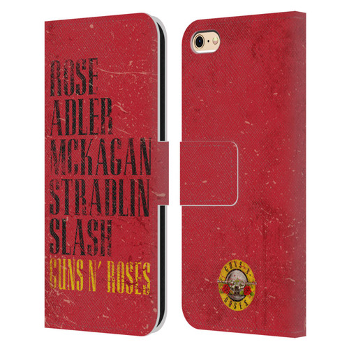 Guns N' Roses Vintage Names Leather Book Wallet Case Cover For Apple iPhone 6 / iPhone 6s