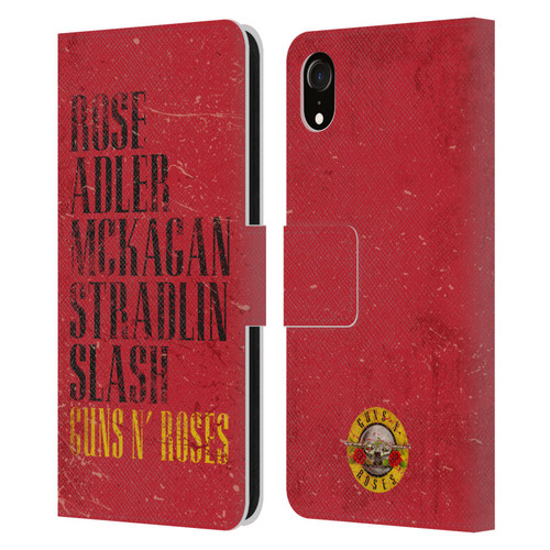 Guns N' Roses Vintage Names Leather Book Wallet Case Cover For Apple iPhone XR