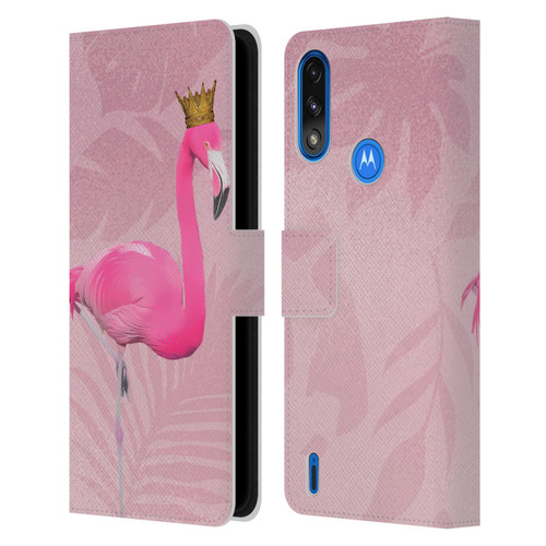 LebensArt Assorted Designs Flamingo King Leather Book Wallet Case Cover For Motorola Moto E7 Power / Moto E7i Power