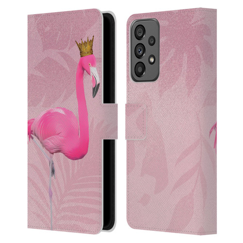 LebensArt Assorted Designs Flamingo King Leather Book Wallet Case Cover For Samsung Galaxy A73 5G (2022)