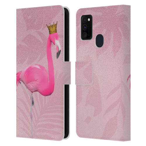 LebensArt Assorted Designs Flamingo King Leather Book Wallet Case Cover For Samsung Galaxy M30s (2019)/M21 (2020)