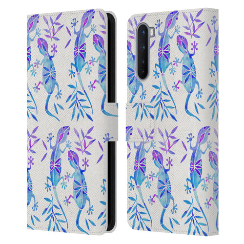 Cat Coquillette Animals 2 Indigo Geckos Leather Book Wallet Case Cover For OnePlus Nord 5G
