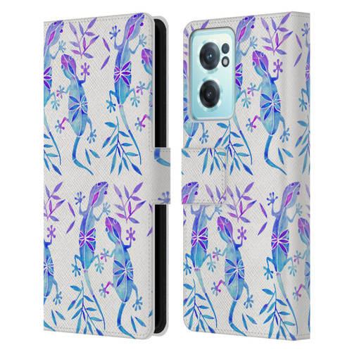 Cat Coquillette Animals 2 Indigo Geckos Leather Book Wallet Case Cover For OnePlus Nord CE 2 5G
